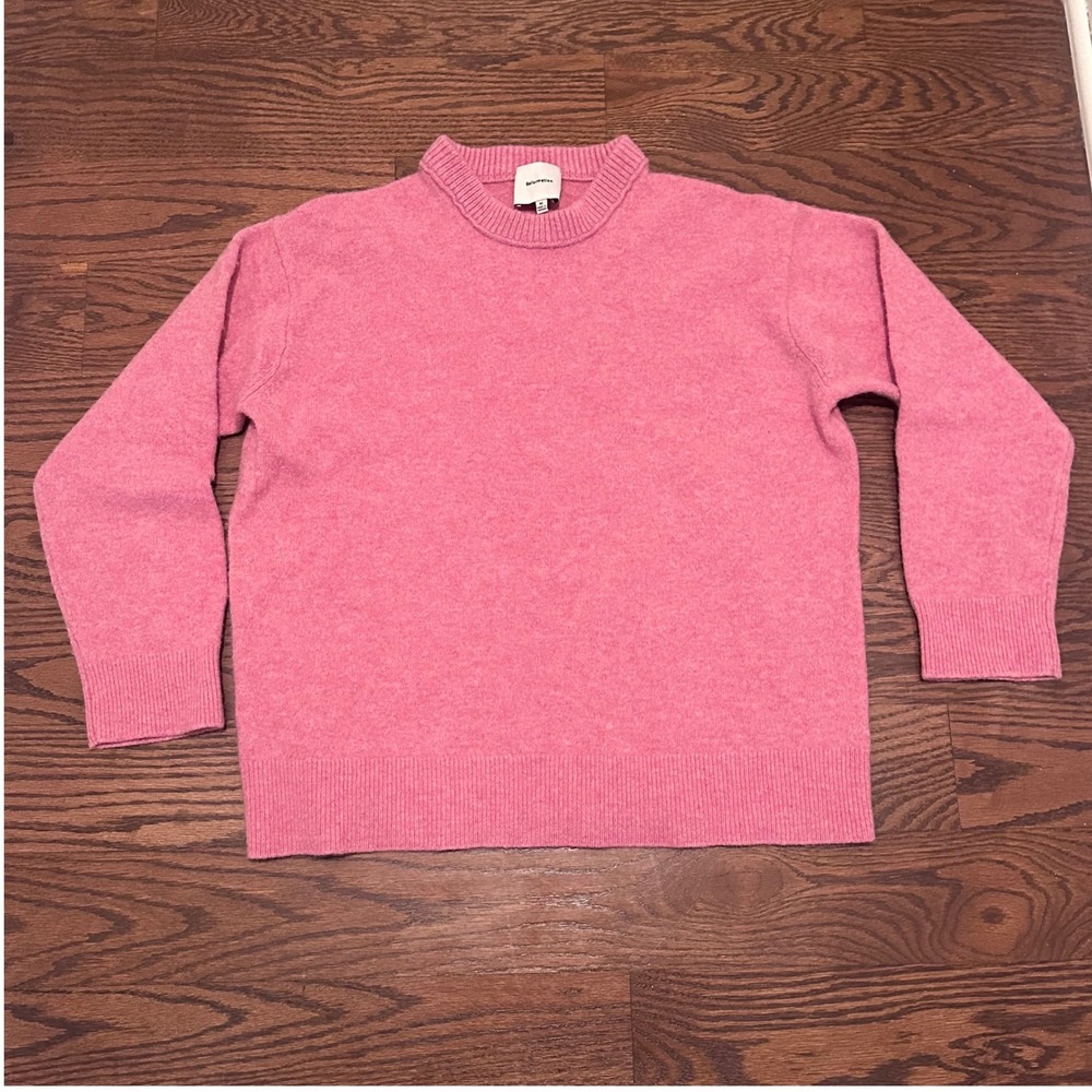 Reformation Nattia Pink Merino Wool Crewneck Sweater XL Long Sleeve Knit